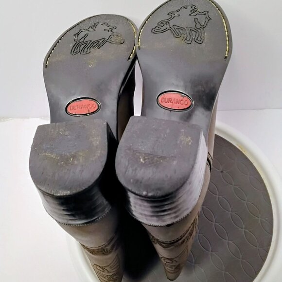 Durango Kids Western Cowboy Boots Size 13 Tan Leather Embroidered Design Durable - Picture 4 of 7